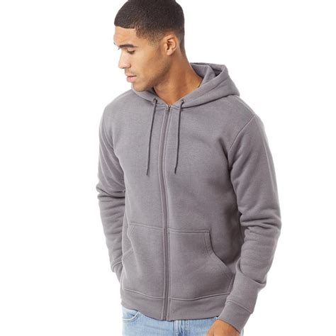 Buy Fluid Mens Zip Through Fleece Hoodie Grey