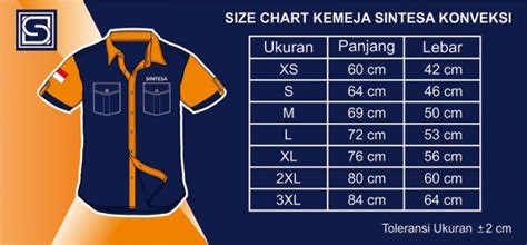 Size Chart Ukuran Kemeja