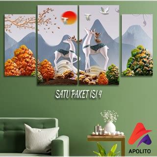 Jual Hiasan Dinding Pemandangan Rusa Set Isi Aesthetic D Deer Kamar