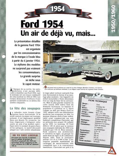 Ford Crestline V Fiche Technique Renseignement Automobile