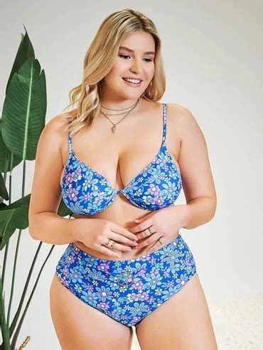 Plus Size Bikini Sets Page Shechubby Collar Floral Plus Size