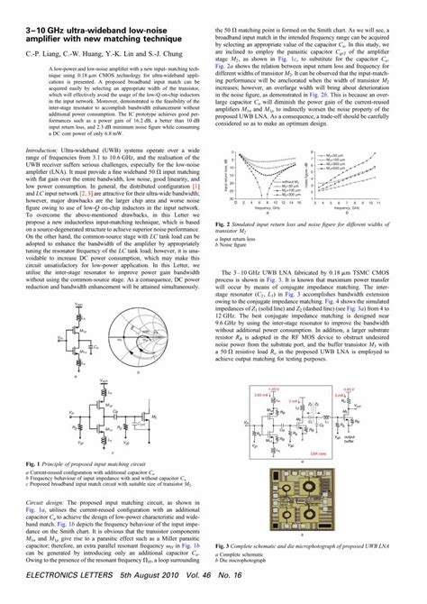 Pdf Ghz Ultra Wideband Low Noise Amplifier With New Matching