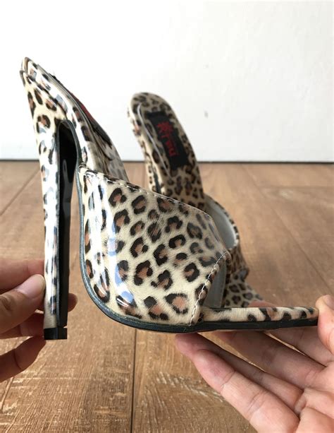 18 Mule Leopard Patent Sexy Mistress Heel Stiletto Fetish Slipper