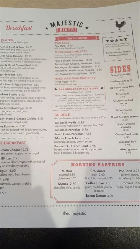 Menu at Majestic Diner restaurant, Ramsey