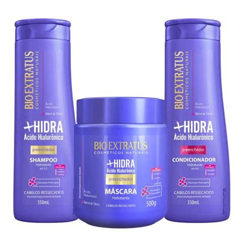 Hidra Bio Extratus Preenchedor Shampoo Condic e Másc 500g Kit de