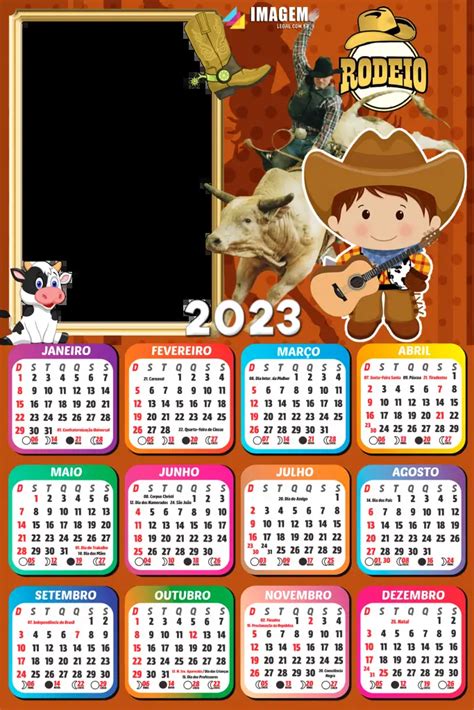 Calendário 2023 Rodeio Infantil Moldura Png Para Fazer Montagem