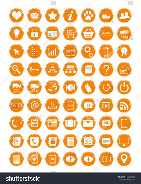 Set Web Icons Orange Color Stock Illustration 153668645 Shutterstock