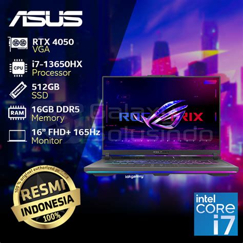 Jual Asus Rog Strix G16 G614ju I745j6g O Intel I7 13650hx 512gb Ssd 16gb Ddr5 Ram Rtx4050 6gb