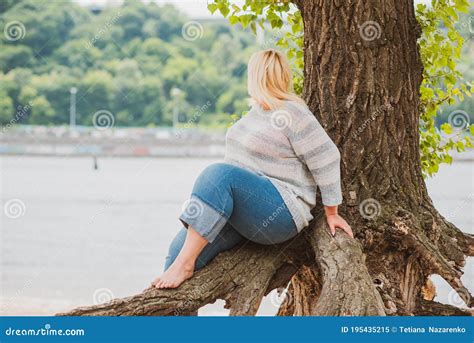 Plus Size Blonde Woman At Beach Lifestyle Stock Image Image Of Life