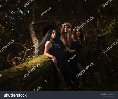 Beautiful Young Halloween Witches Wearing Vintage Stock Photo 1214368246 | Shutterstock