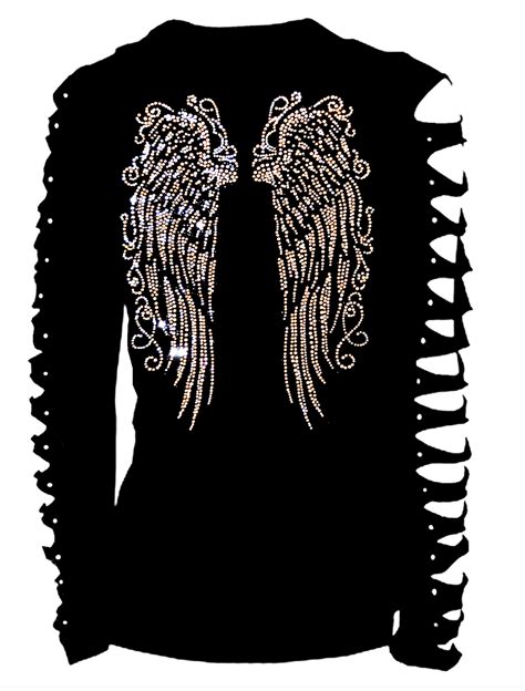 Bling Bling Rhinestones Angel Wings T Shirt Ripped Slit Cut Etsy