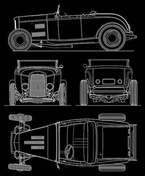 Plano De Um Carro Antigo Vetor Premium