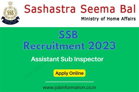 Ssb Asi Recruitment 2023 Apply Online For Various Posts Date Age