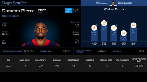 Dameon Pierce Stats & Fantasy Ranking - PlayerProfiler