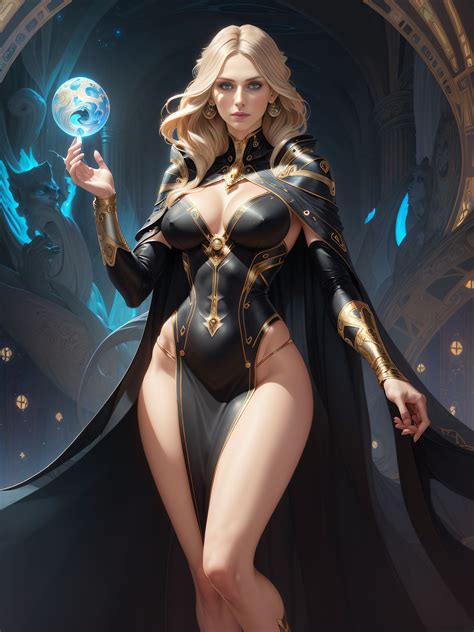 RPG Portrait Human Half Elf Female Mage Wizard Sorceress