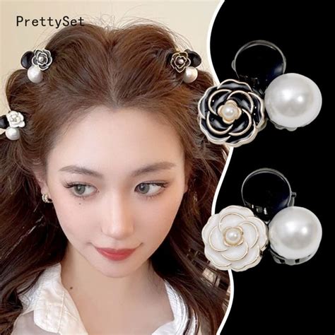 New Small Pearl Hair Claws Acrylic Clamp Luxury Flower Women Hair Crabs