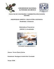 Unidad Actividad Complementaria Docx Universidad Nacional