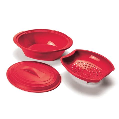 Norpro 180r Microwave Silicone Steamer With Insert Red