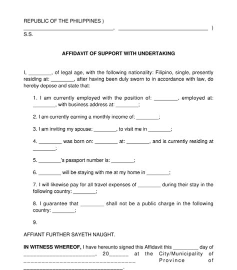 Affidavit Of Support For Travel Visa Sample Template In 51 OFF