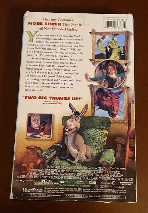 DreamWorks Shrek VHS 2001 Special Edition Videocassette EBay