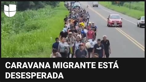 Caravana con cerca de 1 000 migrantes emprende rumbo desde México hacia