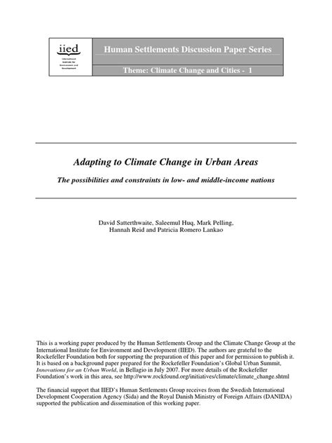 Adapting to Climate Change in Urban Areas: Understanding ...