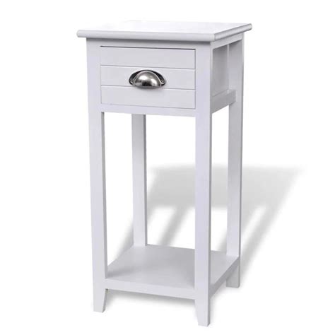 Table De Nuit Chevet Commode Armoire Meuble Chambre Avec 1 Tiroir Blanc