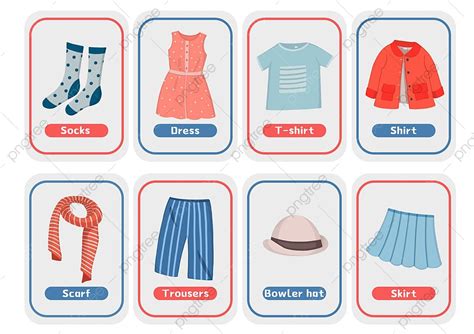 Clothing Cartoon Education Flashcard Template Download on Pngtree