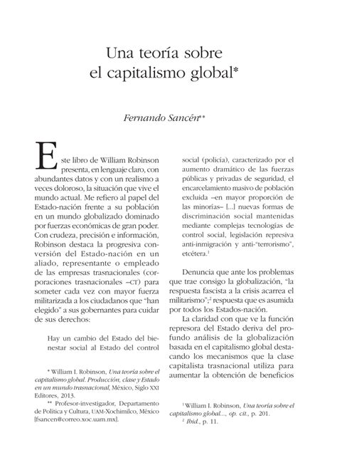 PDF Una teoría sobre el capitalismo global