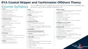 RYA Coastal Skipper Training Sunshine Sailing Australia