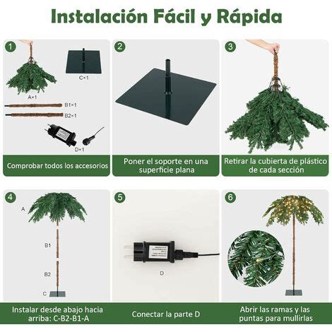 Costway Cm Rbol De Navidad Artificial Palmera De Navidad