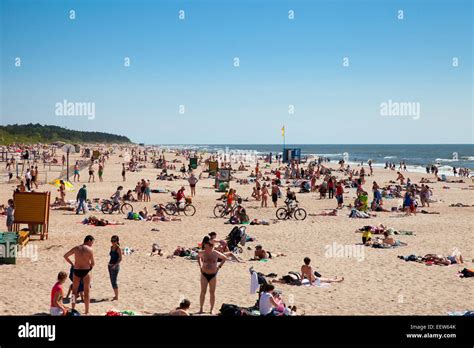 June 15 2013 Palanga Lithuania Palanga Public Beach Full Of People