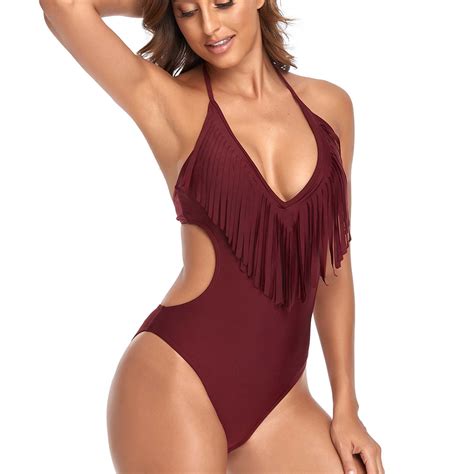 AOOCHASLIY Spring Beauty Bikini Swim Woman Fashion Tassel Jumpsuit