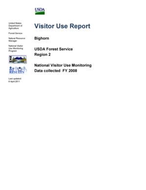 Fillable Online Fs Usda Visitor Use Report Usda Forest Service