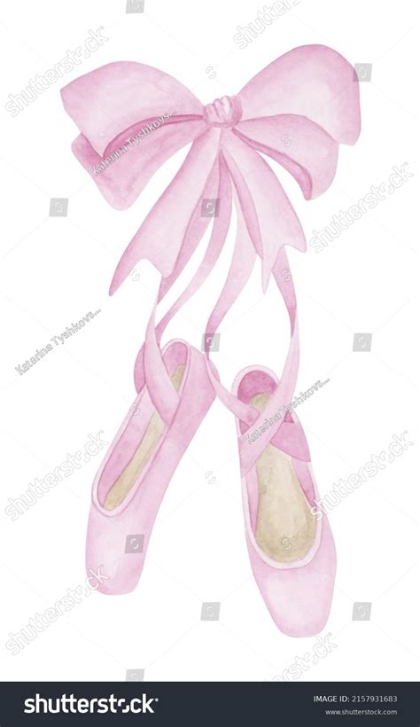 Pink Ballet Shoes Watercolor Illustration Ballet Stock Illustration ...