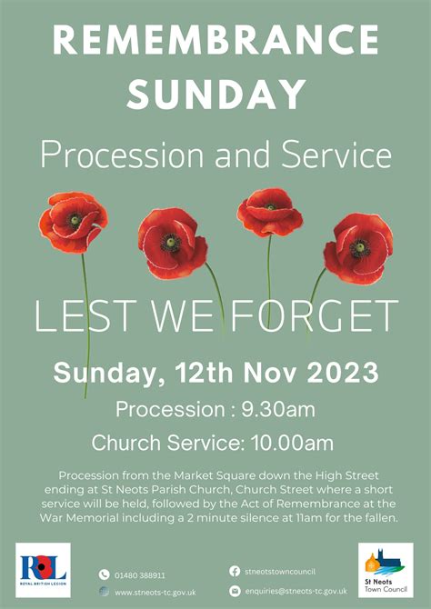 Remembrance Sunday Procession And Service Visit St Neots