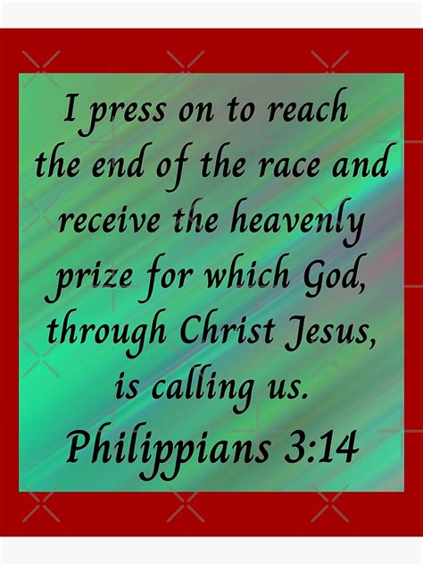 Bible Verse Philippians 3 14 Poster By BibleCreations Redbubble