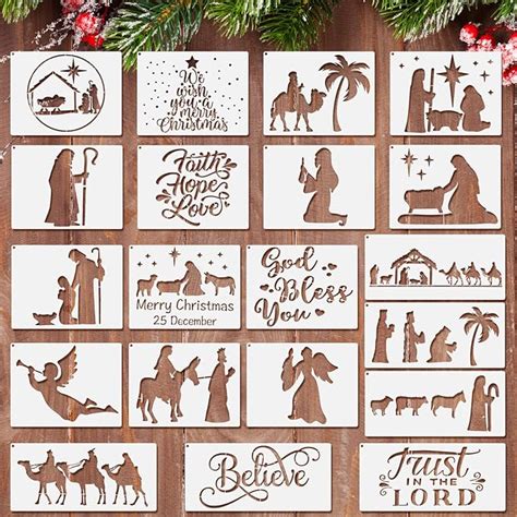 Amazon Pcs Nativity Stencil Christmas Stencils Template