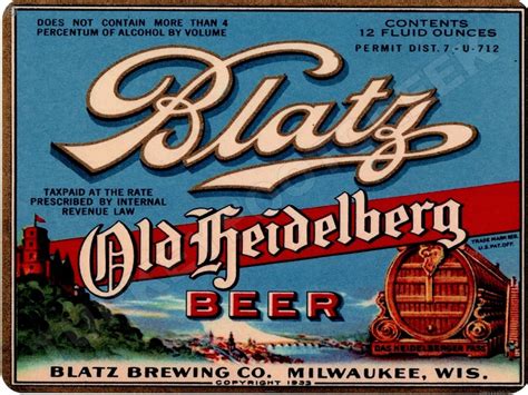 Vintage Look Blatz Old Heidelberg Beer New Metal Sign Free Etsy