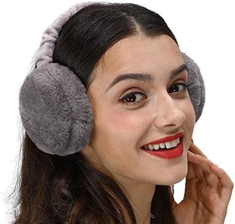 LETHMIK Faux Fur Ear Warmers Outdoor Foldable Winter Earmuffs Womens