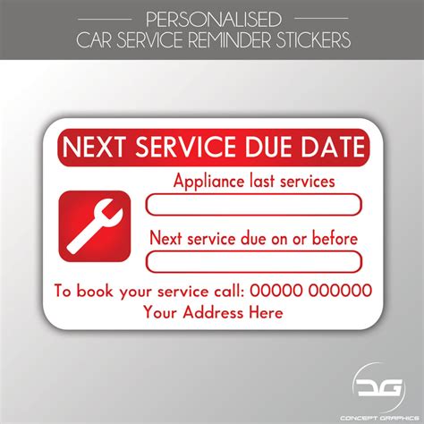 Custom Appliance Service Reminder Label Stickers Concept Graphics