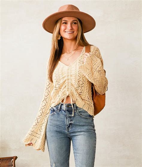 Willow And Root Cinch Tie Sweater Womens Sweaters In Cream Buckle