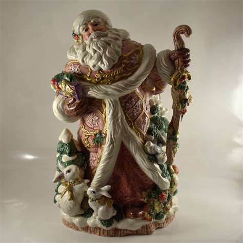 Fitz And Floyd Snowy Woods Large Santa Centerpiece Vase Etsy