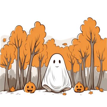 A Funny Doodle Style Ghost Halloween Concept Coloring Vector