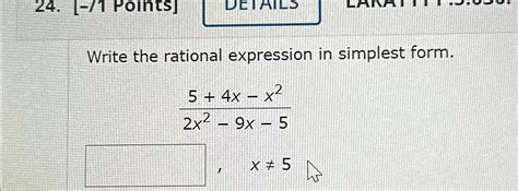 Solved Write The Rational Expression In Simplest