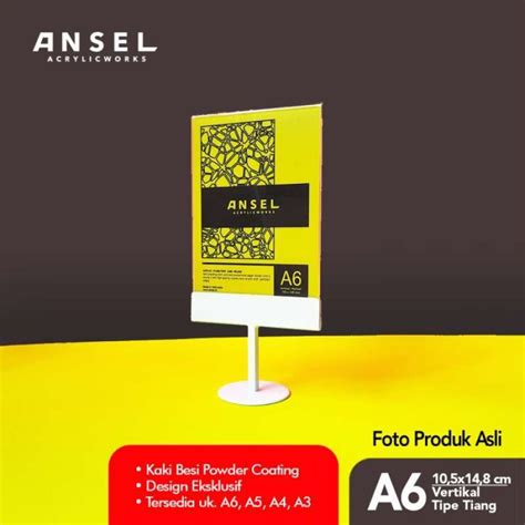 Jual Ansel Tent Card Akrilik Besi Tiang A6 Vertikal 10 5x14 8cm Nomor