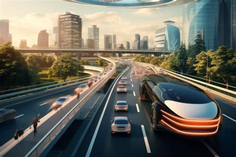 Premium Ai Image Autonomous Vehicles On Smart Highways Future