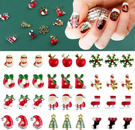 EBANKU 36 PCS Christmas Nail Art Charms 3D Alloy Christmas Nail