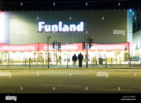 Blackpool Funland amusement arcade at night Stock Photo - Alamy