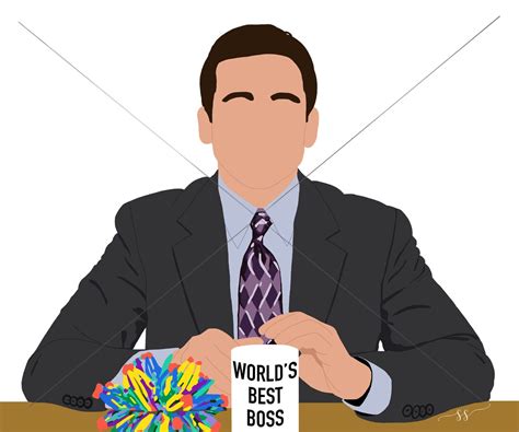 Michael Scott World's Best Boss Silhouette, Clipart, Decal, Vector ...